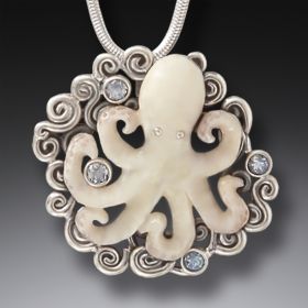 Fossilized Mammoth Ivory Octopus Pendant - <b>Beneath The Waves</b>