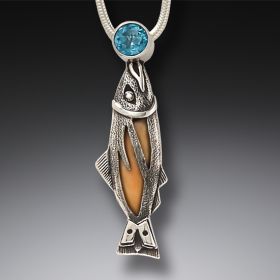 Mammoth Ivory Tusk Handmade Silver Fish Necklace - <b>Bigger Fish</b>