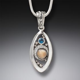 Blue Topaz and Fossilized Walrus Ivory Necklace – <b>Microcosm</b>