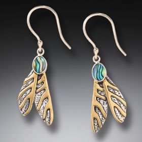 Silver and  Paua Dragonfly Wing Earrings - <b>Dragonfly Wings</b>