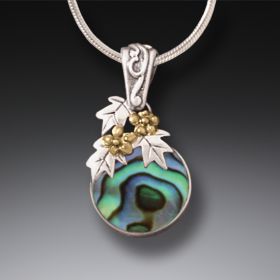 Handmade Silver Paua Necklace with 14kt Gold Fill - <b>After The Flood</b>