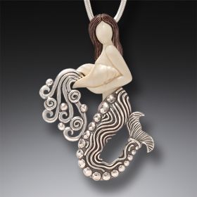 Zealandia silver mermaid pendant, mermaid shell