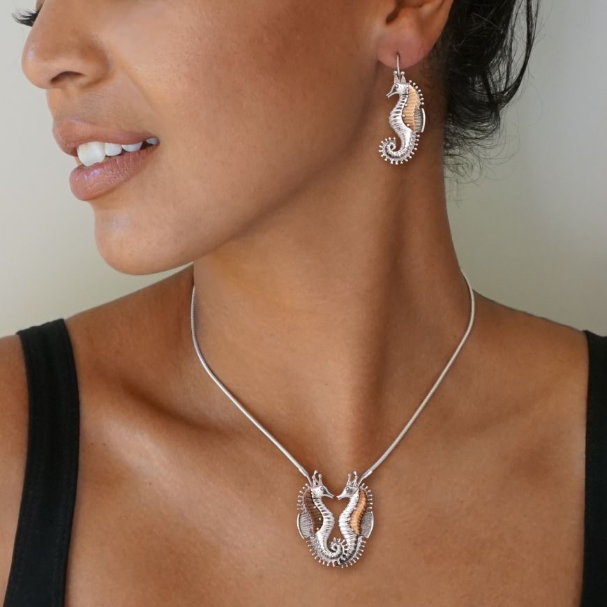Mammoth Tusk Ivory Silver Seahorse 