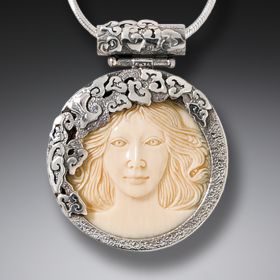 Mammoth Jewelry Ivory Aphrodite Pendant, Handmade Silver - Aphrodite