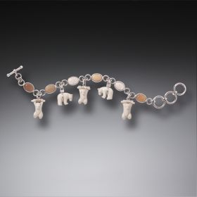 Mammoth Ivory Polar Bear Bracelet, Handmade Silver - Bears