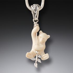 Fossilized Mammoth Ivory Bear Pendant - Out On a Limb
