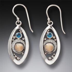 Blue Topaz and Fossilized Walrus Ivory Earrings – Microcosm