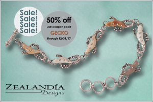 Coupon code GECKO for 50% off this Zealandia Designs bracelet